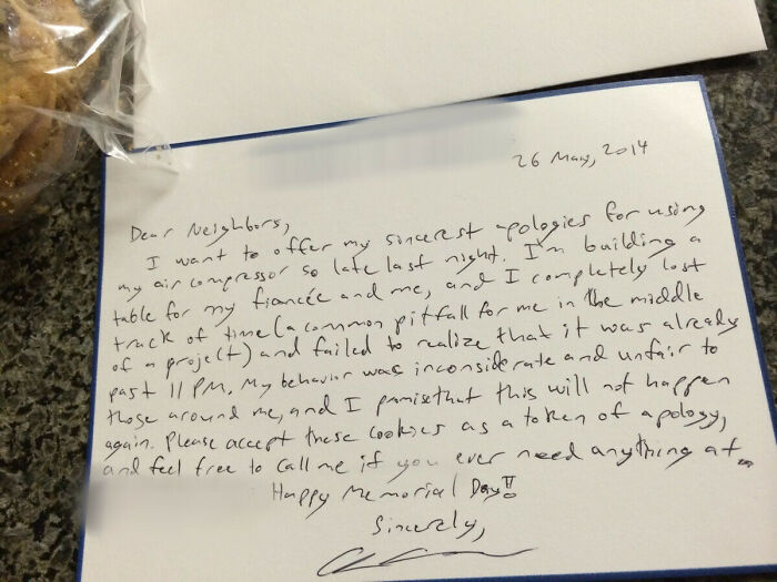 Most Considerate Inconsiderate Neighbor? Came Home To This And A Bag Of Cookies On My Door Today