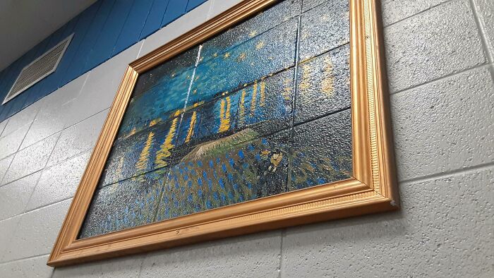 This Painting In My School Library Is Painted On The Wall Itself, But Is Still Framed