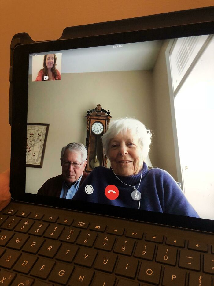 My Wonderful Grandmother Has Alzheimers. My 91 Year Old Grandfather Stuck It Out While I Explained Over The Phone How To Facetime, And He Did It! Now I Get To See Them Every Day And Talk To My Gram