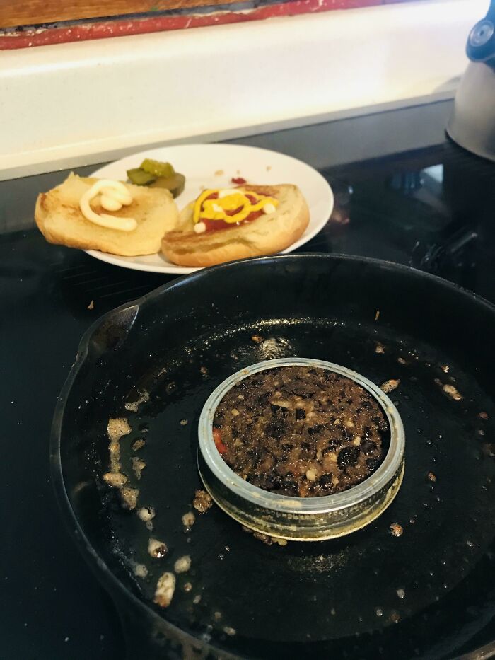 Use Mason Jar Can Lids To Get The Patty Shape When Making Black Bean Burgs. (Also Works With Eggs)