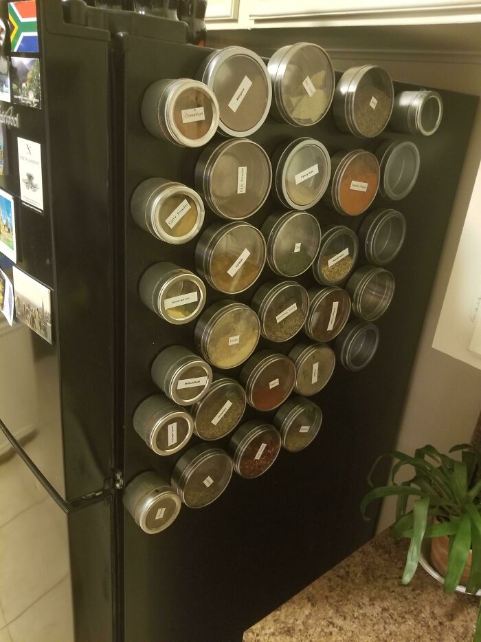 Tic-Tac Containers? Pro-Tip: Store Spices In Magnetic Paperclip Holders And Put Them On Your Fridge. Bonus Points For Alphabetically
