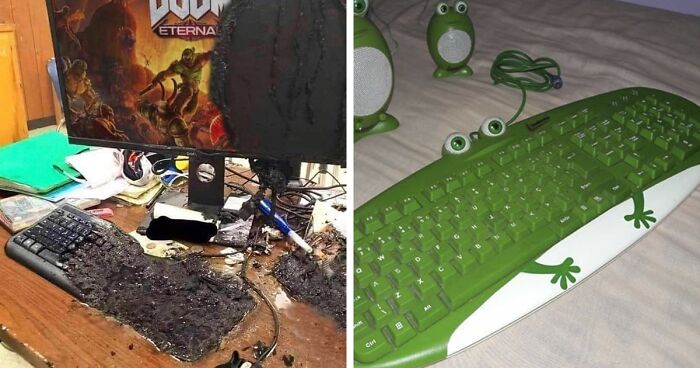 30 Times People Had Such Terrible Computer Setups, They Could Only Be Described As ‘Cursed’, As Shared By This Twitter Account