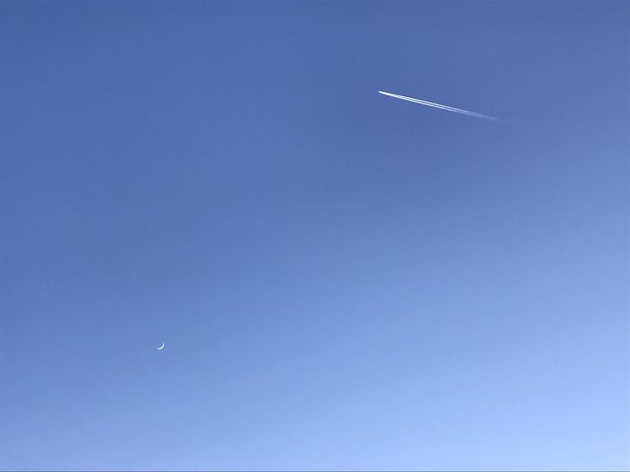 Moon And Plane In Scotland
