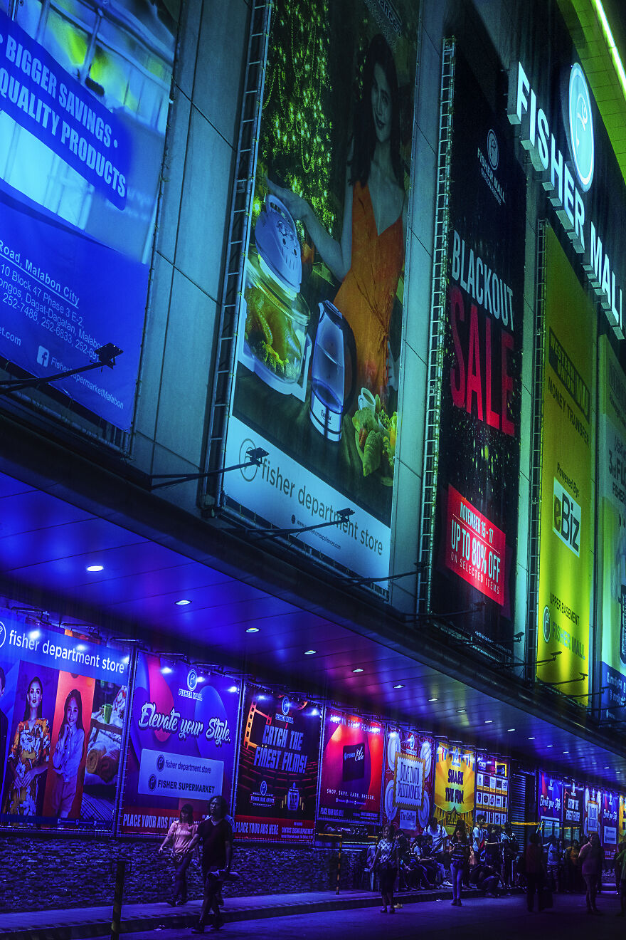 Fisher Mall In Quezon City, With Its Facade Of Giant Billboards
