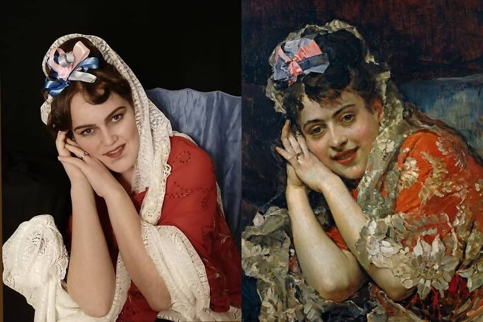 Raimundo Madrazo "Aline Masson With A White Mantilla" (~1875)