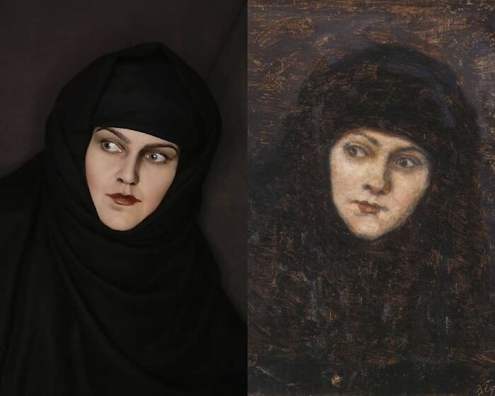 Vasily Surikov "Head Of A Glancing Nun" (~1884)