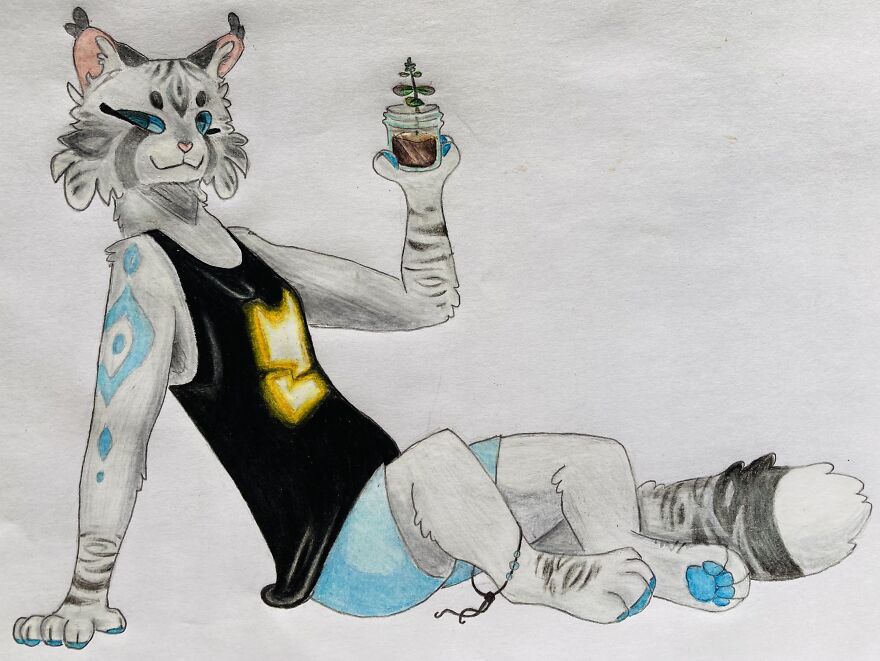 My Fursona! Colored Pencils And Marker