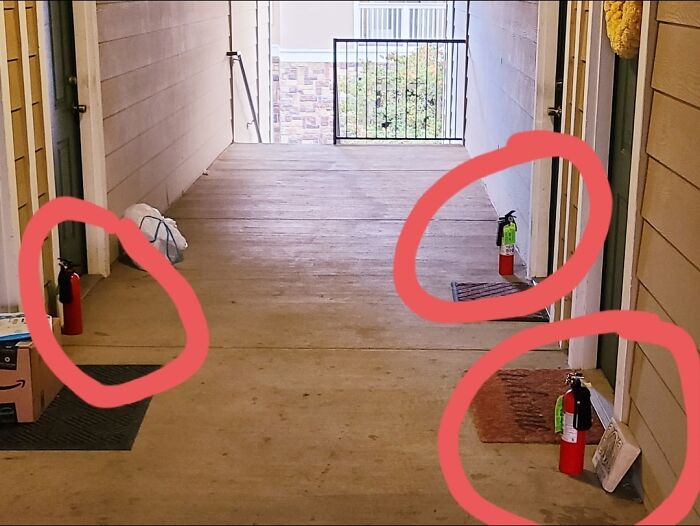 Because I Tried To Make Fish Sticks And French Fries... This Was The Day After. Interestingly, My Apartment Received Packages Only- Yet No Fire Extinguisher!