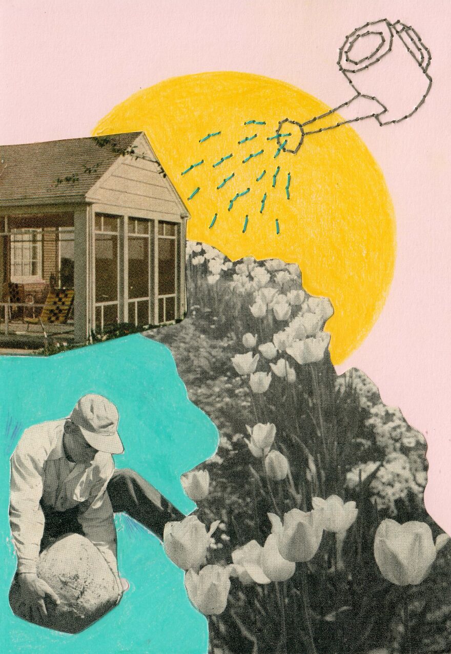 I Make Collages With Hand-Sewn Elements