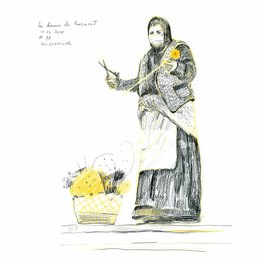 I Document The Year 2021 Drawing Every Day The Women I See In Bucharest