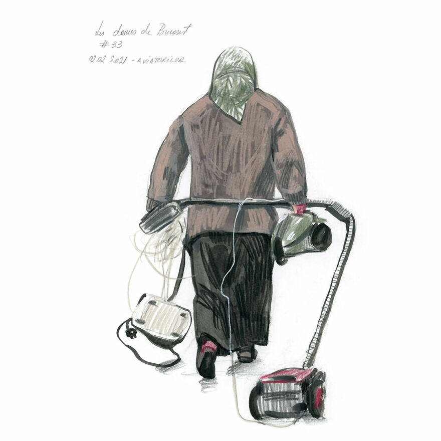 I Document The Year 2021 Drawing Every Day The Women I See In Bucharest