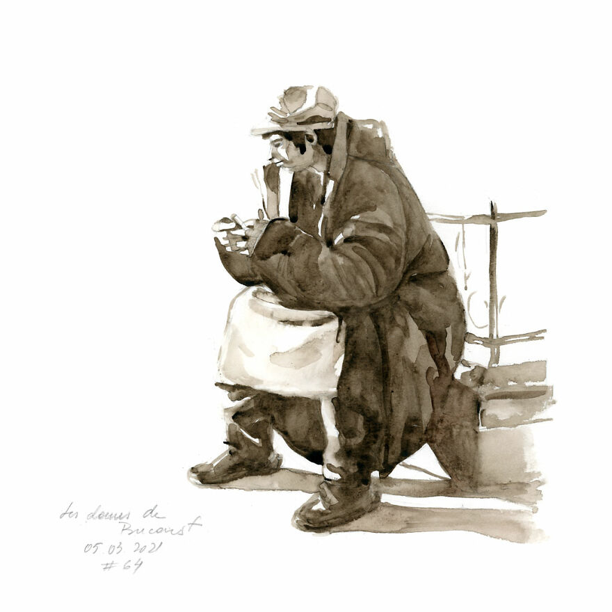 I Document The Year 2021 Drawing Every Day The Women I See In Bucharest