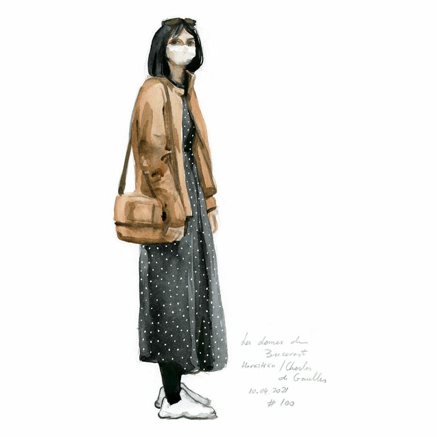 I Document The Year 2021 Drawing Every Day The Women I See In Bucharest