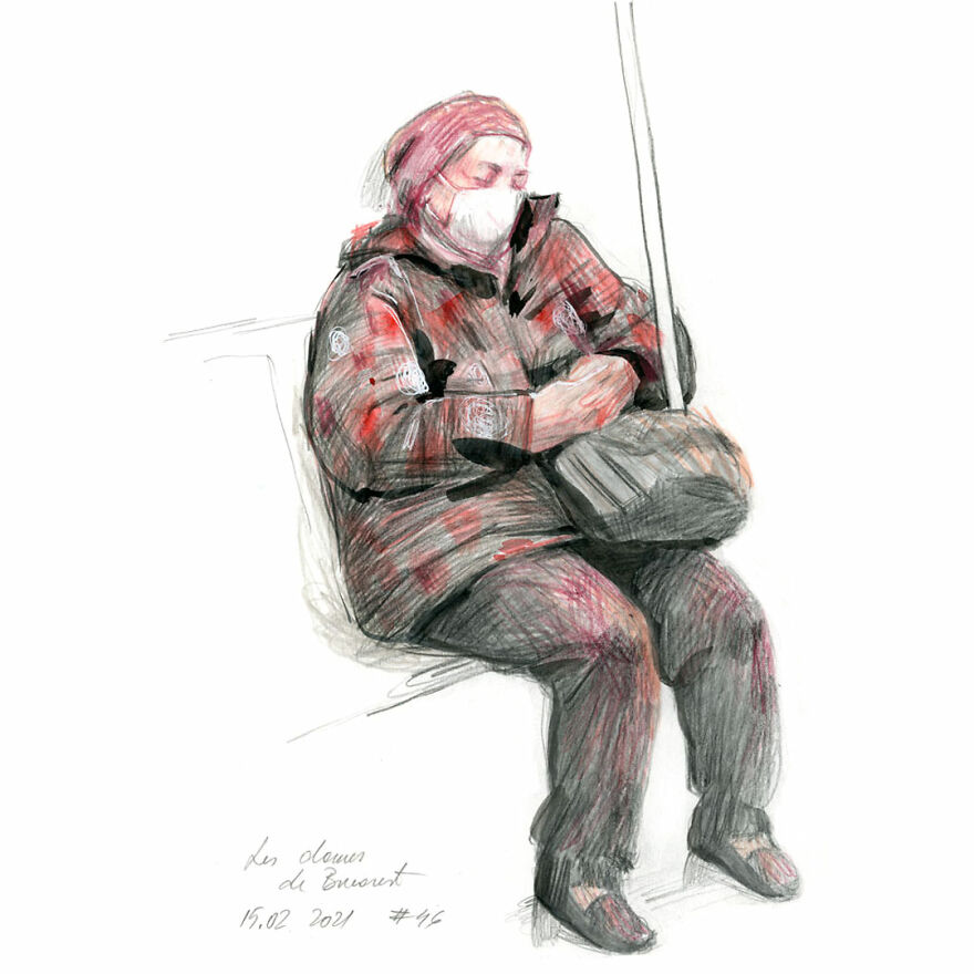 I Document The Year 2021 Drawing Every Day The Women I See In Bucharest