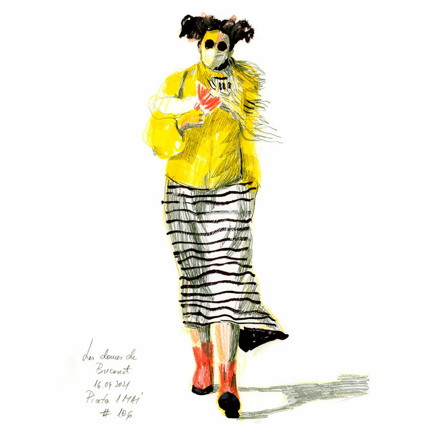 I Document The Year 2021 Drawing Every Day The Women I See In Bucharest