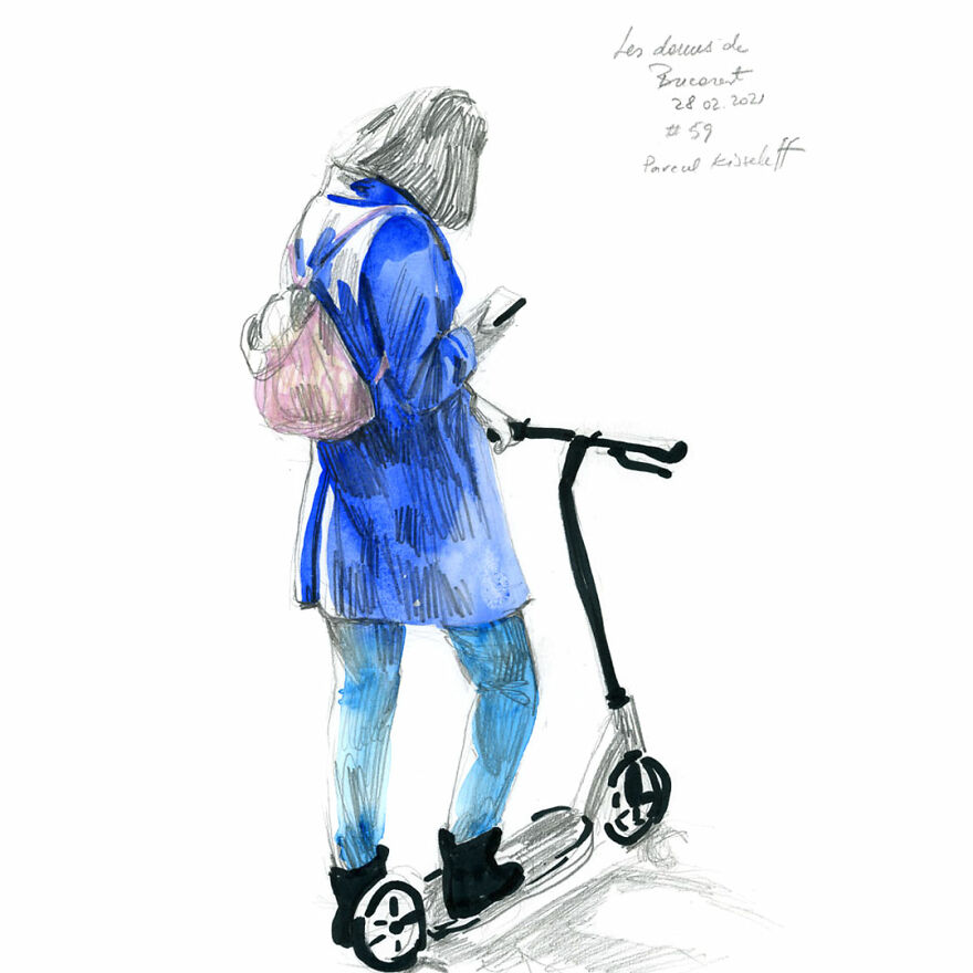 I Document The Year 2021 Drawing Every Day The Women I See In Bucharest