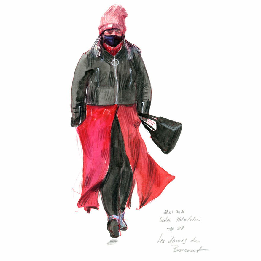 I Document The Year 2021 Drawing Every Day The Women I See In Bucharest