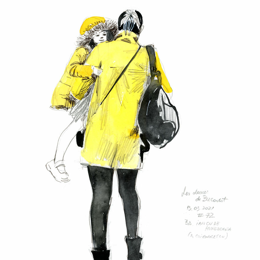 I Document The Year 2021 Drawing Every Day The Women I See In Bucharest