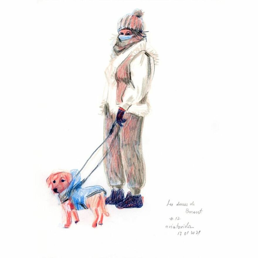 I Document The Year 2021 Drawing Every Day The Women I See In Bucharest