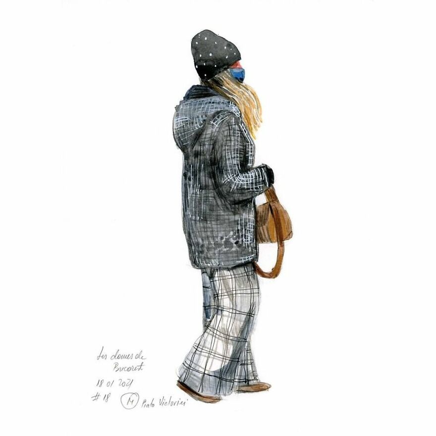 I Document The Year 2021 Drawing Every Day The Women I See In Bucharest