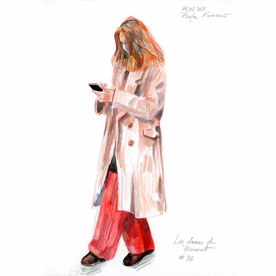 I Document The Year 2021 Drawing Every Day The Women I See In Bucharest