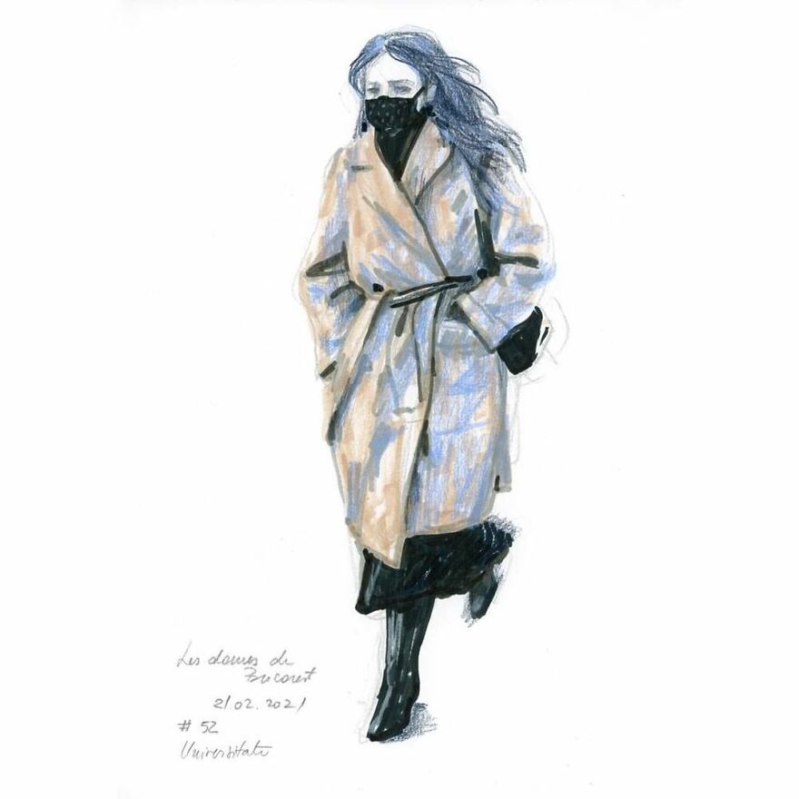 I Document The Year 2021 Drawing Every Day The Women I See In Bucharest