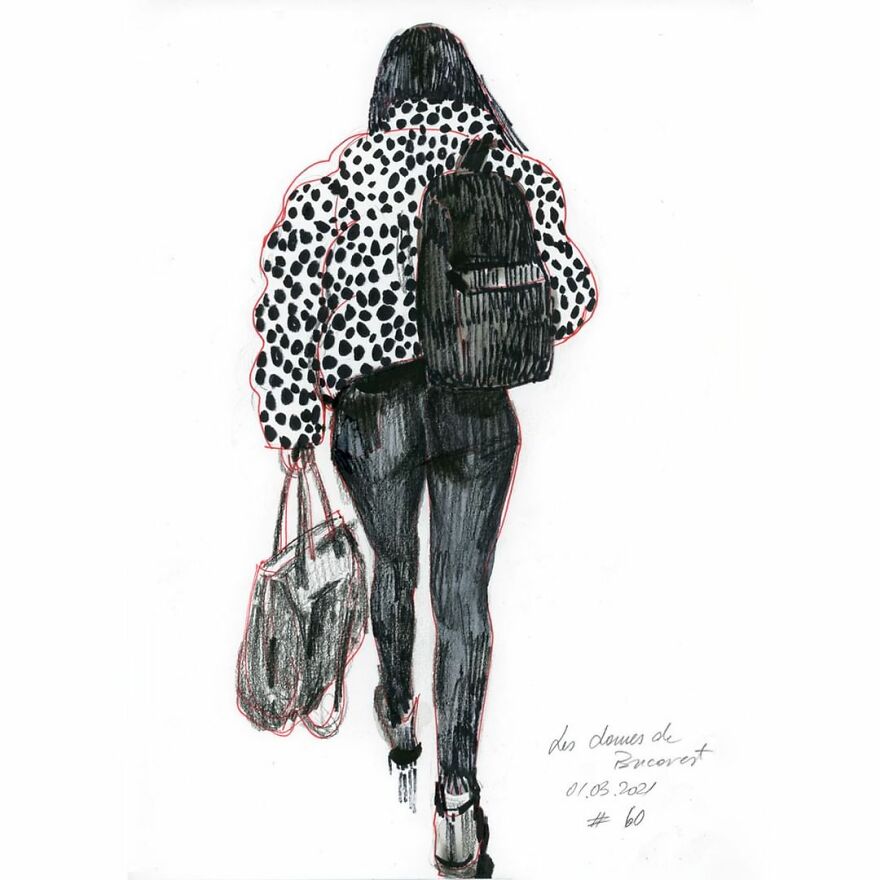 I Document The Year 2021 Drawing Every Day The Women I See In Bucharest