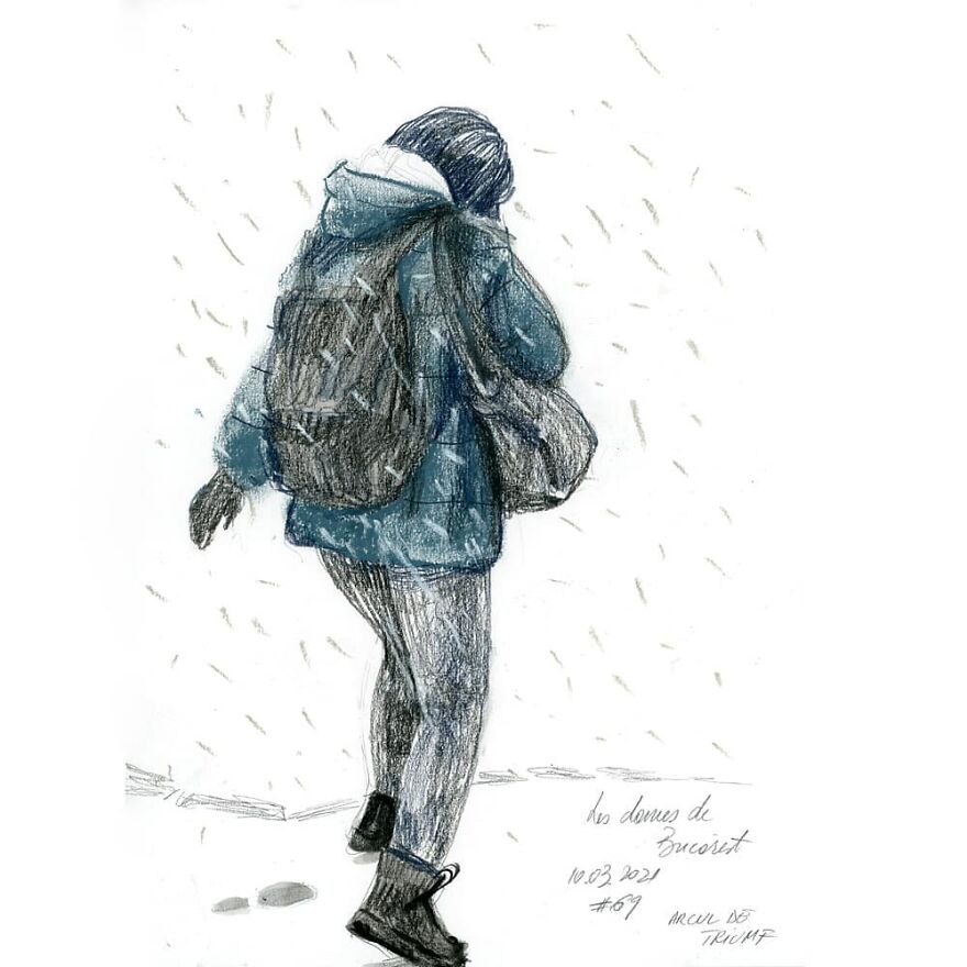 I Document The Year 2021 Drawing Every Day The Women I See In Bucharest