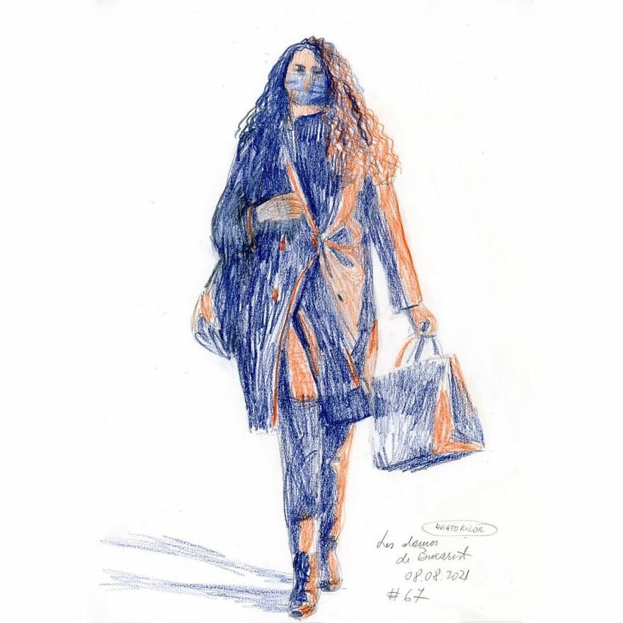 I Document The Year 2021 Drawing Every Day The Women I See In Bucharest