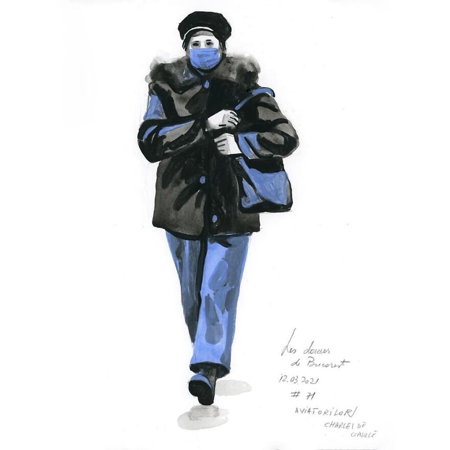 I Document The Year 2021 Drawing Every Day The Women I See In Bucharest