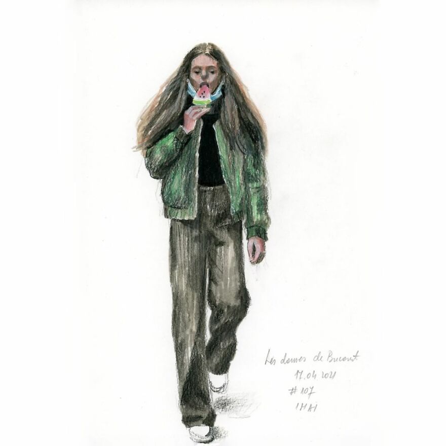 I Document The Year 2021 Drawing Every Day The Women I See In Bucharest