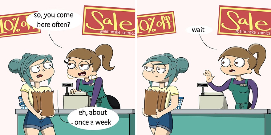I Created Comics About The Awkward And Flirty Interactions I Had With A Cashier I Like I Created Comics About The Awkward And Flirty Interactions I Had With A Cashier I Like
