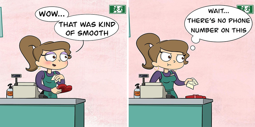 I Created Comics About The Awkward And Flirty Interactions I Had With A Cashier I Like