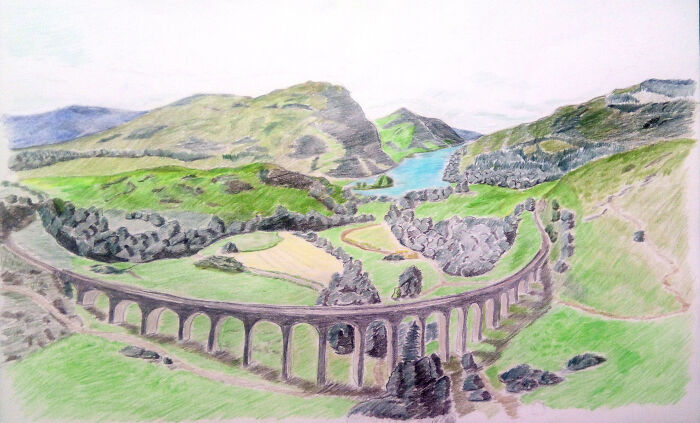 Glenfinnan Viaduct. Colored Pencils
