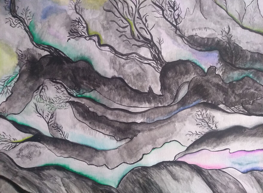 These Are Not Trees. China Ink And Markers.