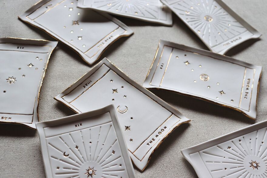 I Make Tarot Cards Out Of Porcelain, Gold, And Mother Of Pearl Luster I Make Tarot Cards Out Of Porcelain, Gold, And Mother Of Pearl Luster