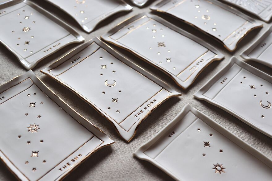 I Make Tarot Cards Out Of Porcelain, Gold, And Mother Of Pearl Luster
