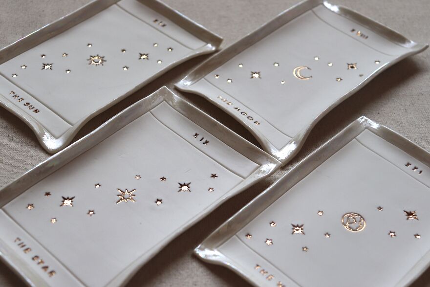 I Make Tarot Cards Out Of Porcelain, Gold, And Mother Of Pearl Luster