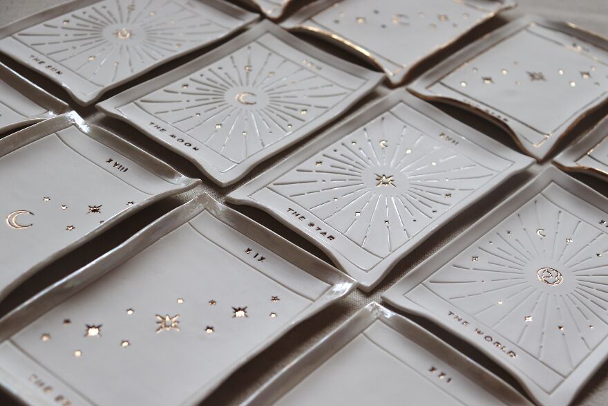 I Make Tarot Cards Out Of Porcelain, Gold, And Mother Of Pearl Luster