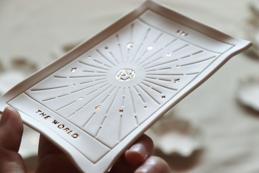 I Make Tarot Cards Out Of Porcelain, Gold, And Mother Of Pearl Luster I Make Tarot Cards Out Of Porcelain, Gold, And Mother Of Pearl Luster