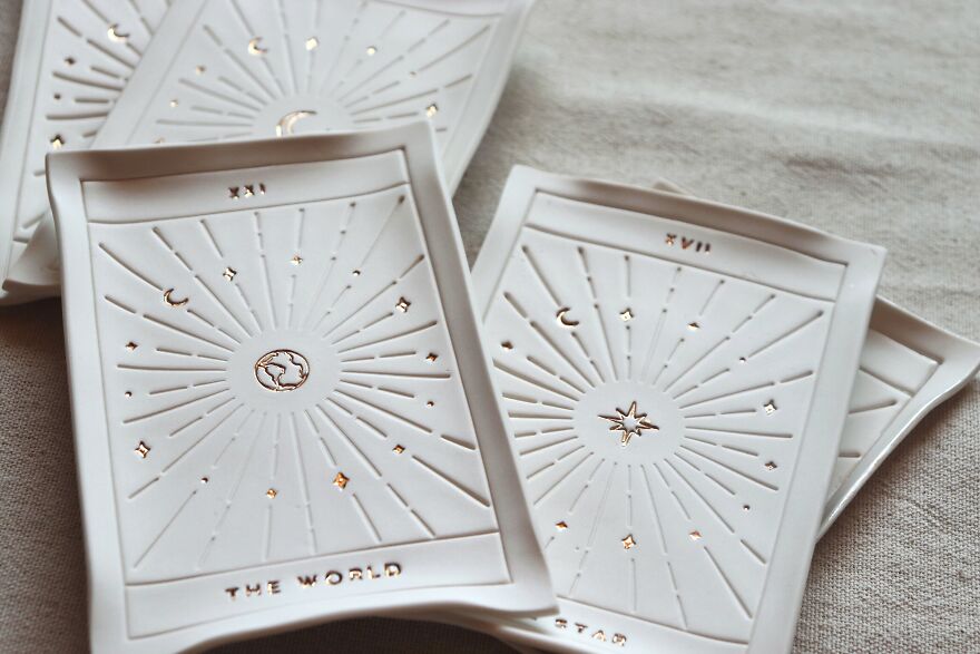 I Make Tarot Cards Out Of Porcelain, Gold, And Mother Of Pearl Luster I Make Tarot Cards Out Of Porcelain, Gold, And Mother Of Pearl Luster
