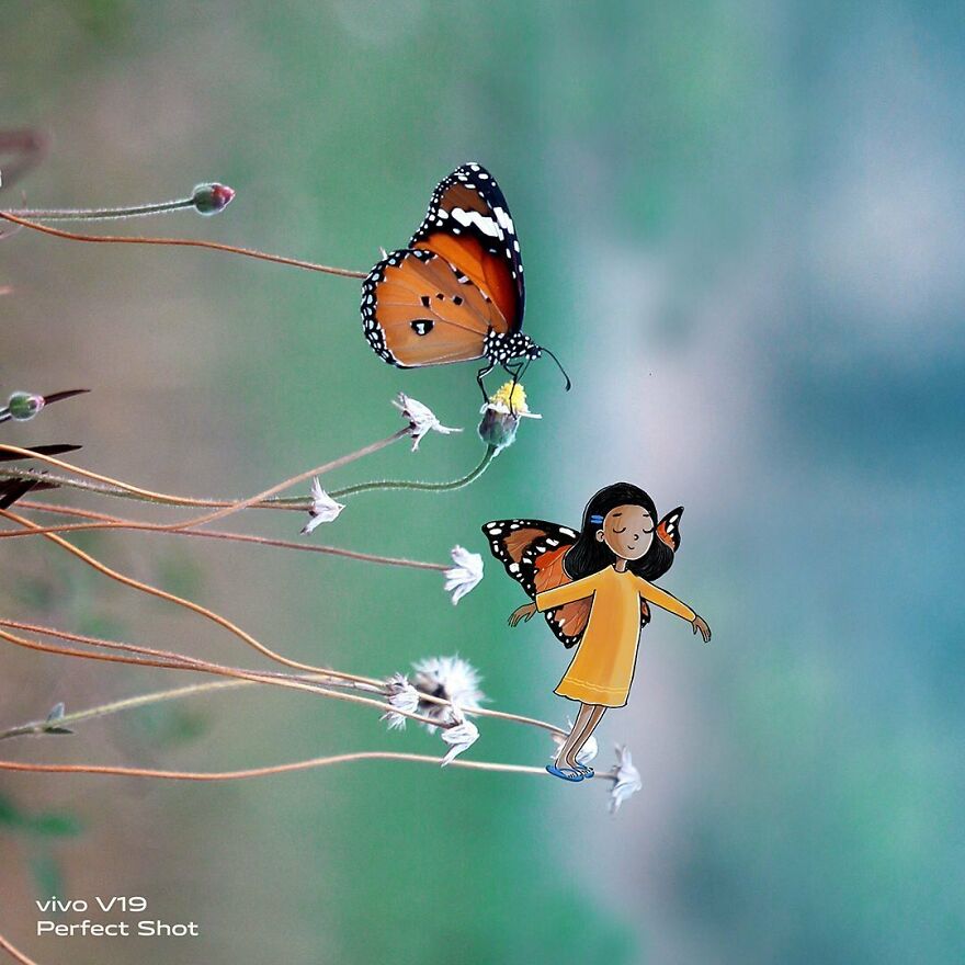 Indian Artist Creates A Little Girl To Give More Life To His Macro Photos And The Result Is Very Cute