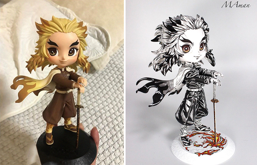 Japanese Artist Takes 3D Sculptures And Makes Them Look Like Manga-Style Illustrations