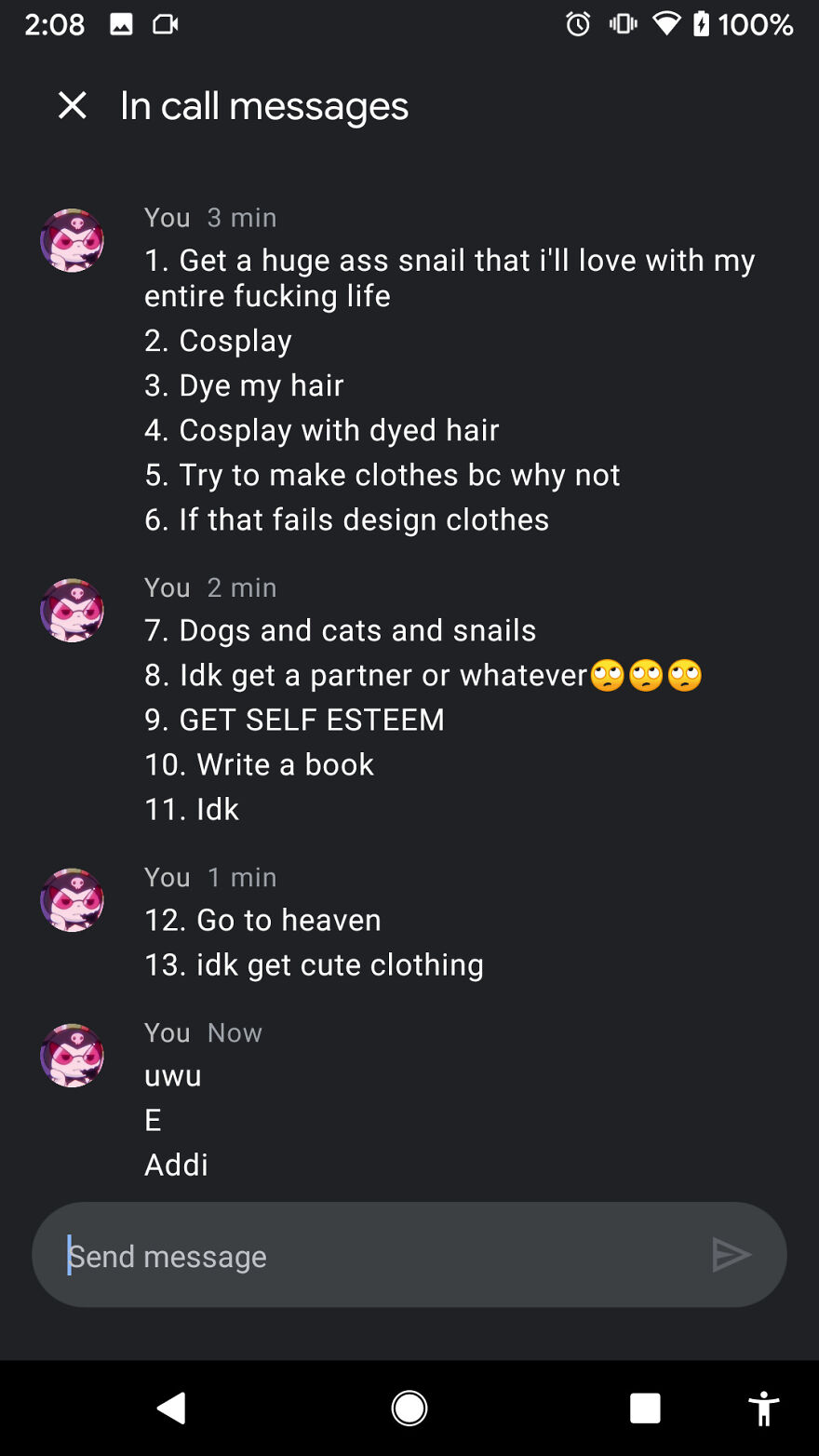 Me And My Friends Were Making Bucket Lists... (Minor Cussing)