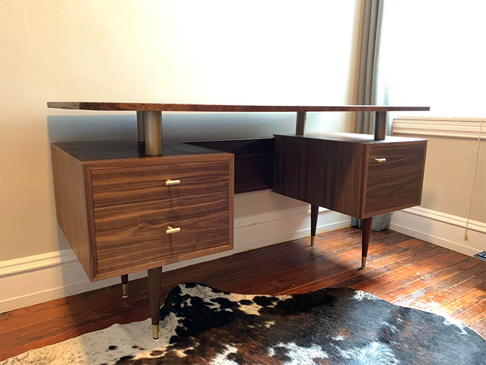 Mid-Century Inspired Walnut Desk I Built