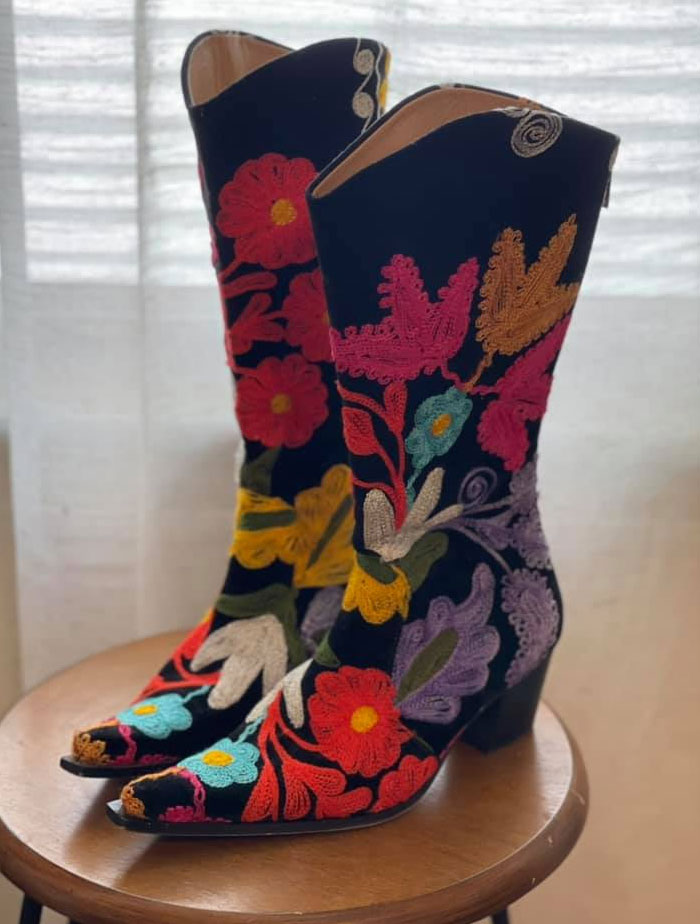 Found These Funky, One Of A Kind, Hand Embroidered Boots At A Goodwill In Chillicothe Ohio! Originally $400 I Paid $5
