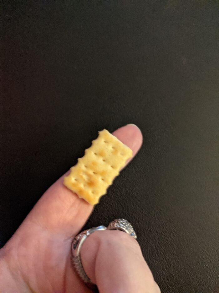 Bought Smaller Version Of Crackers. Didn't Know How Tiny. Sent To Hubs, Finger Is For Scale.