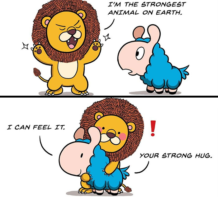 My 25 New Comics About A Blue Llama That Supports His Friends In A Wholesome Way