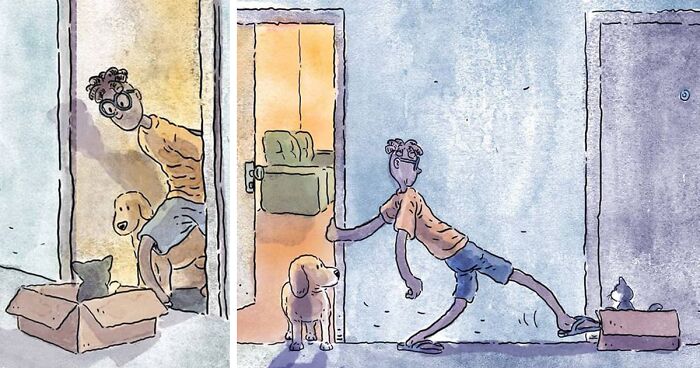 Artist Shares His Kitten Adoption Story In A Heartwarming Comic Without Using A Single Word