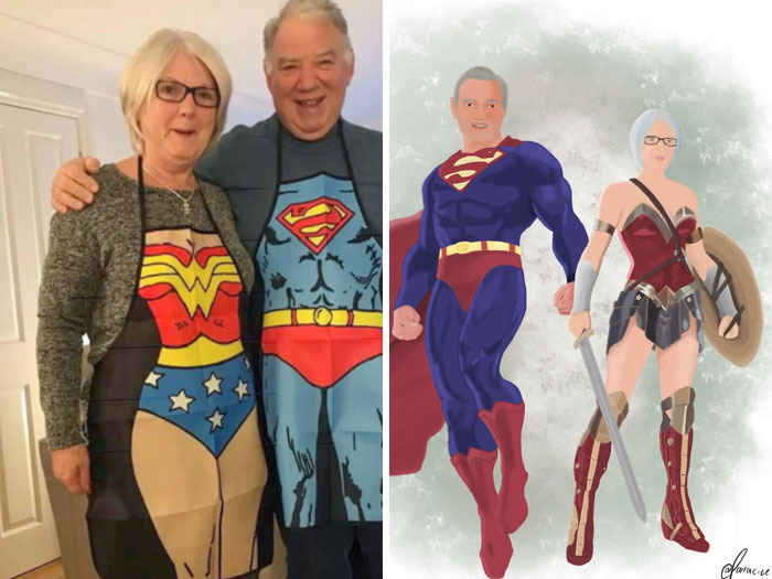 My Grandparents Got New Aprons For Their Anniversary And Made Me Want To Draw Them As The Characters